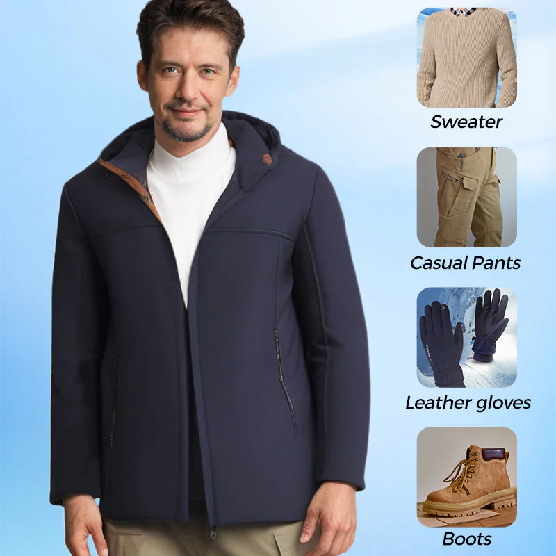 🔥Warm Gift🔥Men’s Thermal Thick Hooded Parka Coat - Image 5