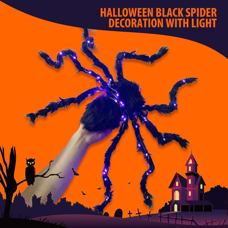 Halloween Black Spider Decoration with Light - Image 2