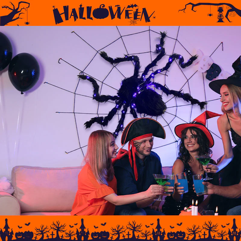 Halloween Black Spider Decoration with Light - Image 8