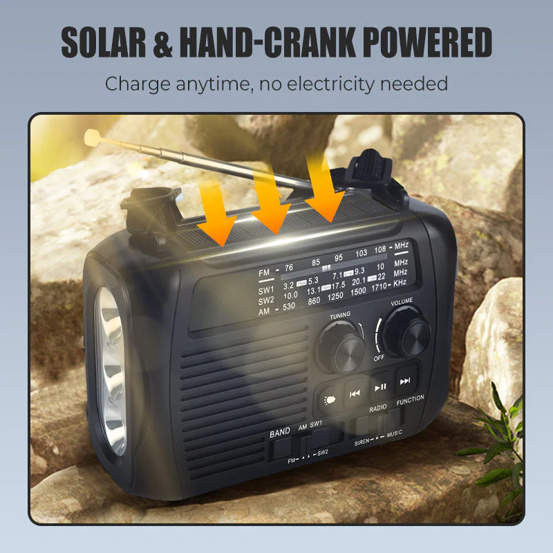 Multi-Function Hand-Crank Solar Emergency Radio - Image 2