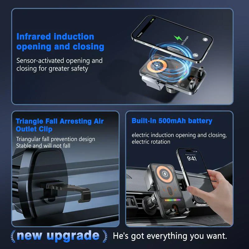 🚗 50% OFF NOW! 📱 2-in-1 Car Phone Holder & Wireless Charger – 360° Rotation, Strong Grip & Fast Charging 🔋 - Image 3