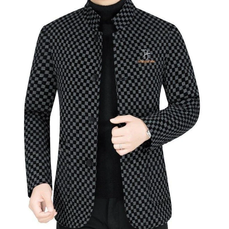 Men’s Trendy Checkered Warm Jacket with Pockets - Image 2