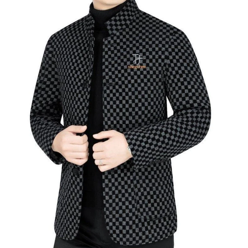 Men’s Trendy Checkered Warm Jacket with Pockets - Image 3