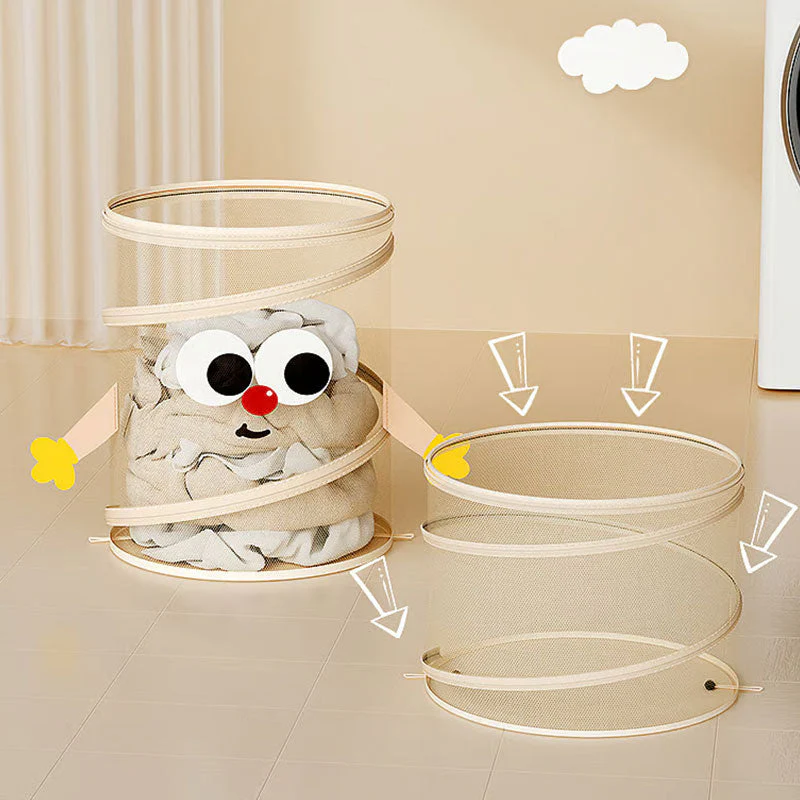 Cute Large Collapsible Mesh Laundry Basket - Image 4