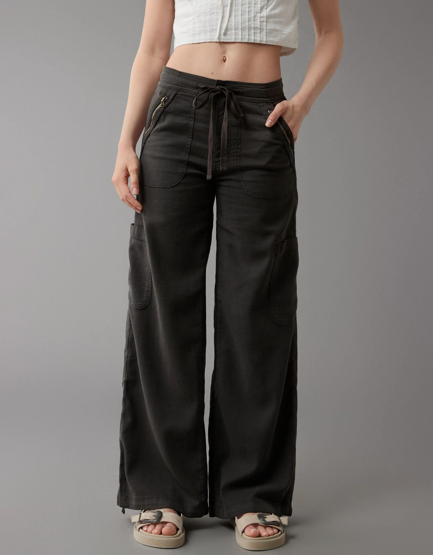 🔥2025 NEW 50% OFF💝Linen-Blend Wide-Leg Cargo Pant - Image 21