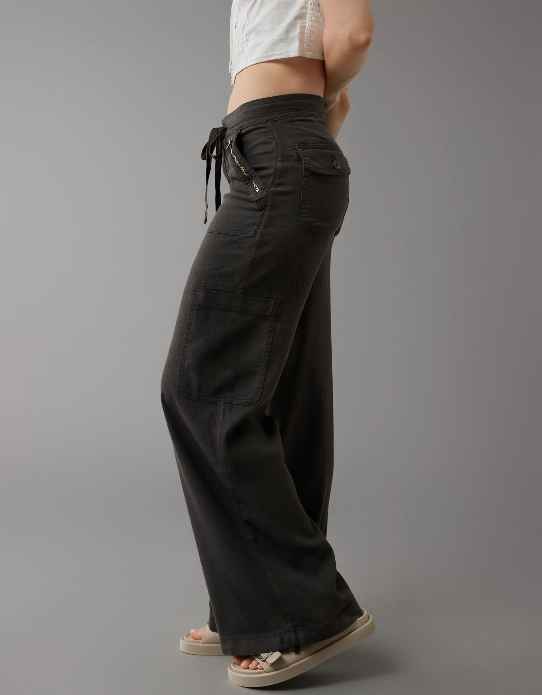 🔥2025 NEW 50% OFF💝Linen-Blend Wide-Leg Cargo Pant - Image 9