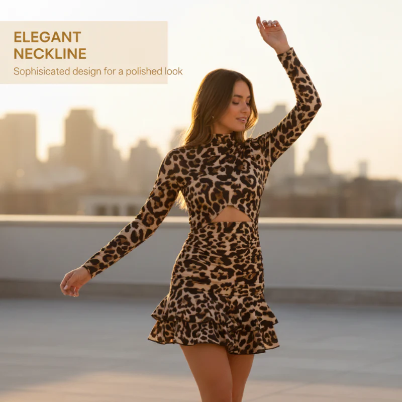 🔥Flash Sale💖Women's Leopard Print Ruched Mini Dress🐆 - Image 5