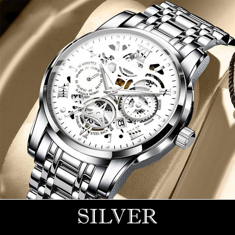🔥Men's Waterproof Roman Skeleton Automatic Mechanical Watch - Image 13