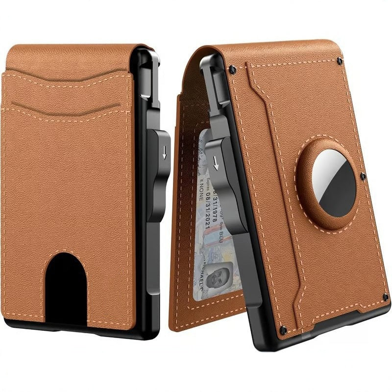 ✨Wallet for Men - with Pop Up Aluminum Case Money Clip Slim Leather Slots Credit Card Holder RFID Blocking Bifold Minimalist Wallet - Image 2