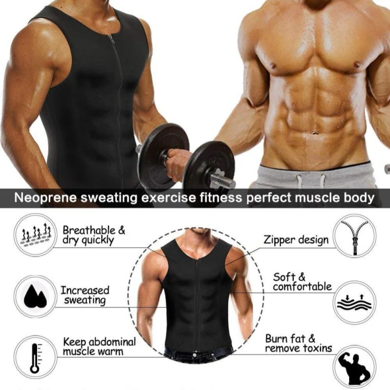 Men's Workout Zipper Body Shaper Tank Top - Image 2
