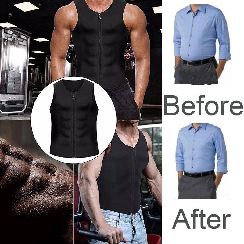 Men's Workout Zipper Body Shaper Tank Top - Image 3