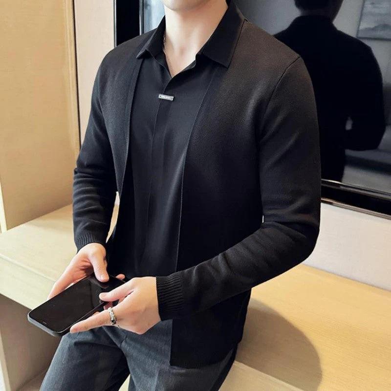 Men's Casual Solid Color Faux 2-Piece Top - Image 12