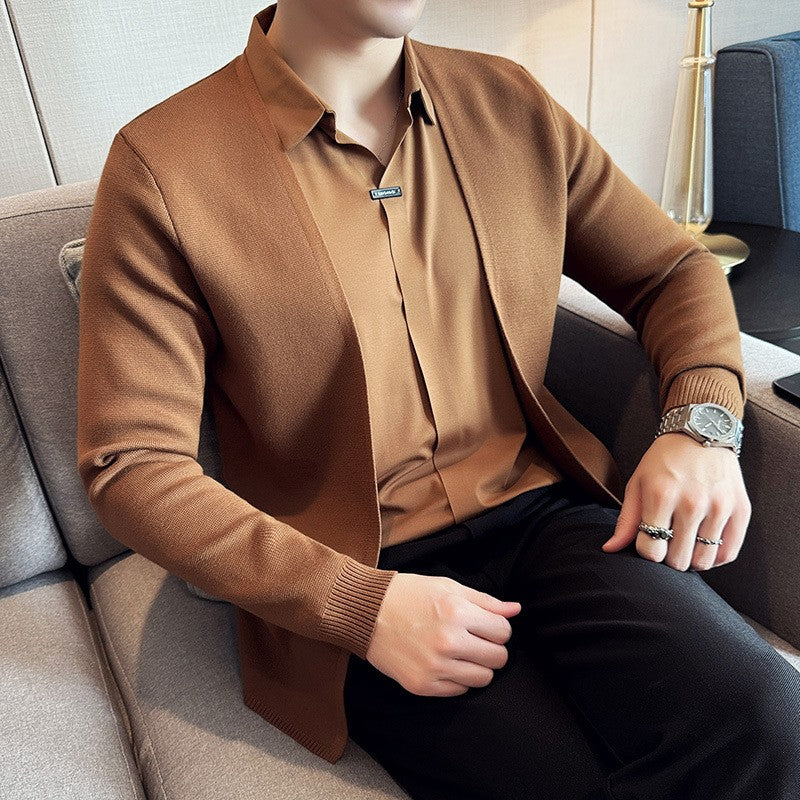 Men's Casual Solid Color Faux 2-Piece Top - Image 3