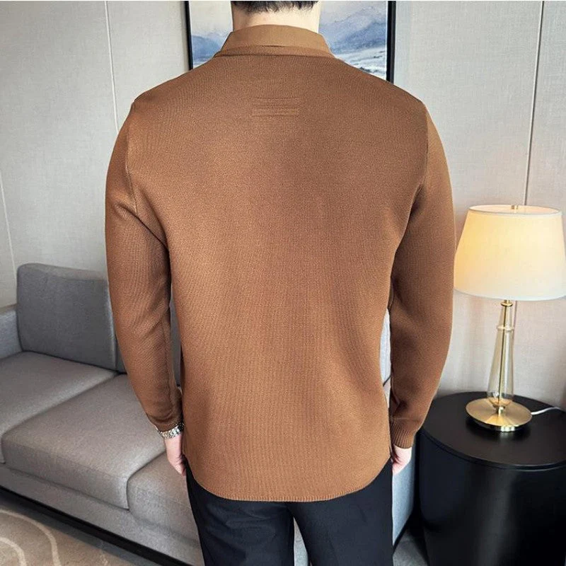 Men's Casual Solid Color Faux 2-Piece Top - Image 5