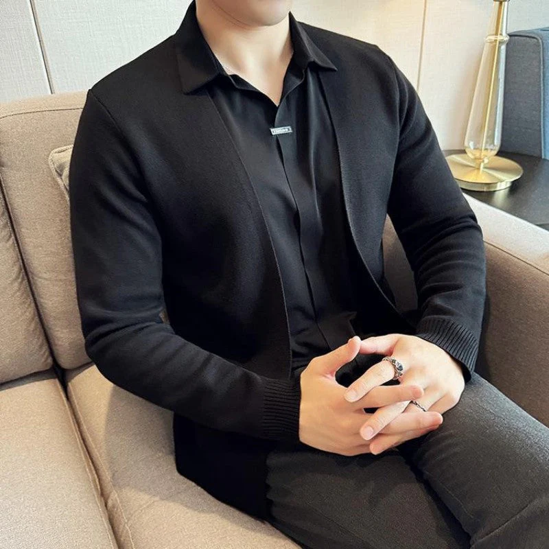 Men's Casual Solid Color Faux 2-Piece Top - Image 9