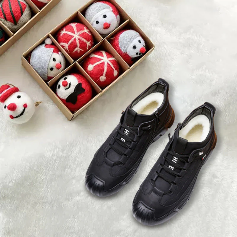 🔥Winter Gift🔥 Men's Faux Wool Lining Leather Sneaker - Image 13