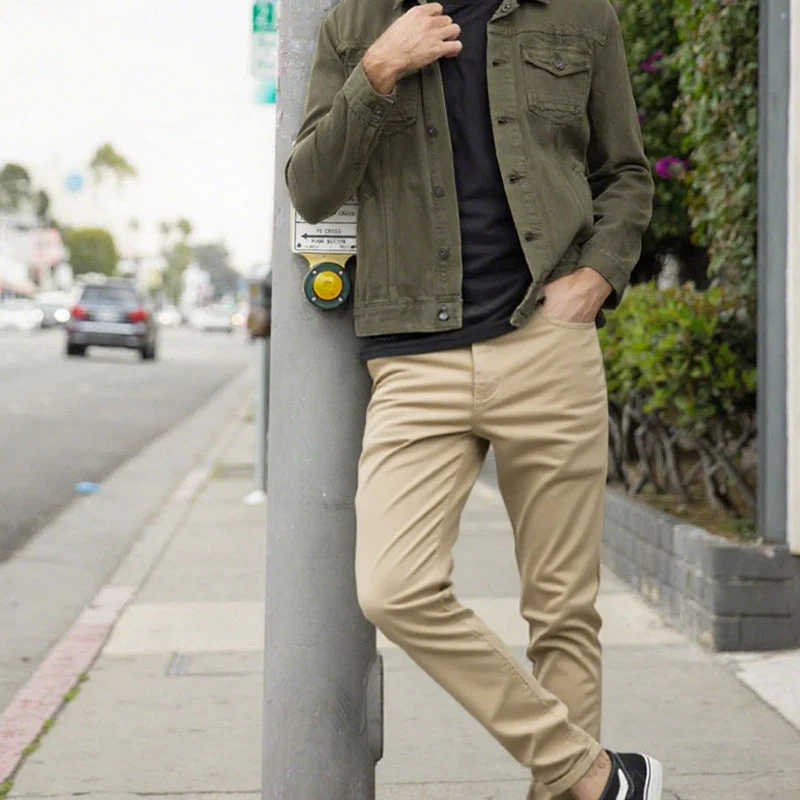 👖Men’s Casual Slim-Fit Solid Color Pants+Belt - Image 12