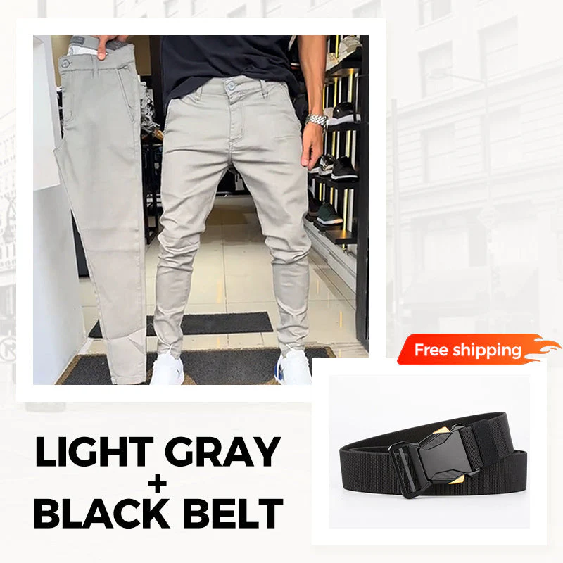 👖Men’s Casual Slim-Fit Solid Color Pants+Belt - Image 17