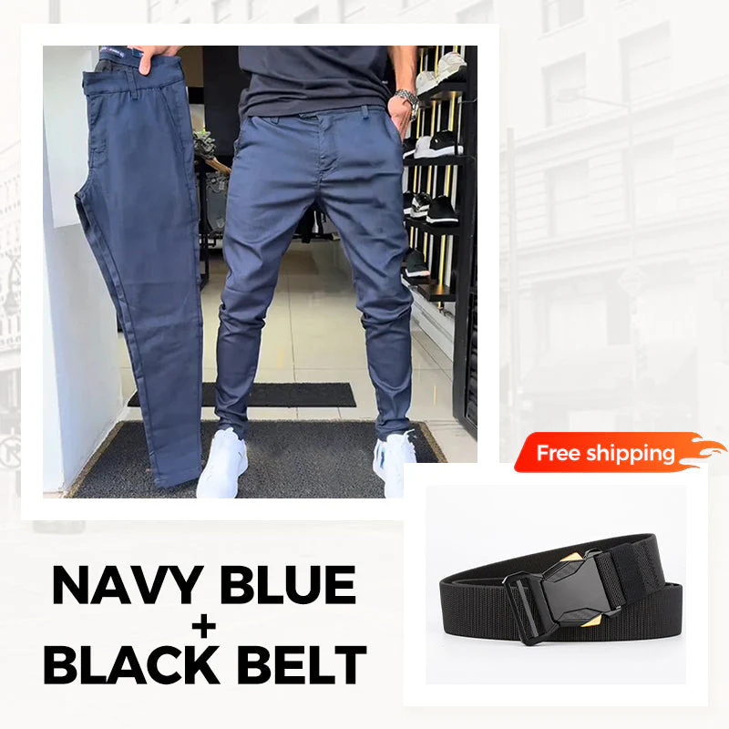 👖Men’s Casual Slim-Fit Solid Color Pants+Belt - Image 19
