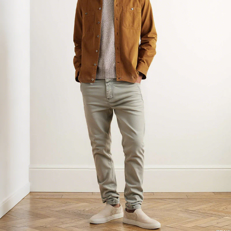 👖Men’s Casual Slim-Fit Solid Color Pants+Belt - Image 2