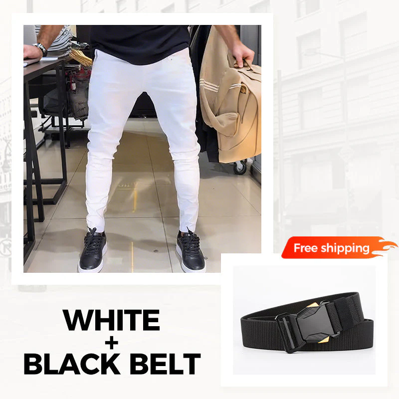 👖Men’s Casual Slim-Fit Solid Color Pants+Belt - Image 20