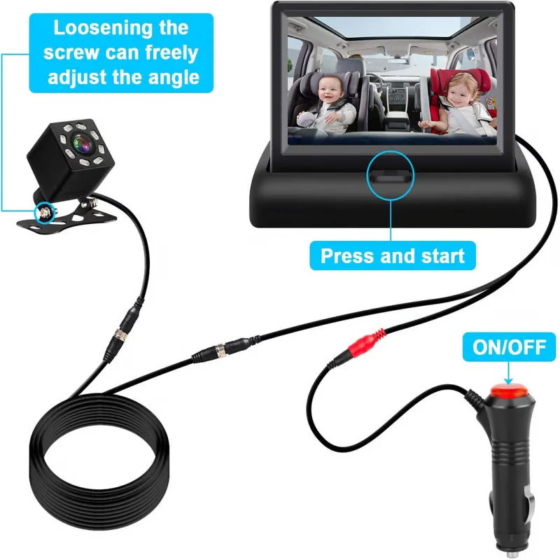 Mini Folding Car Baby Mirror Monitor - Image 2