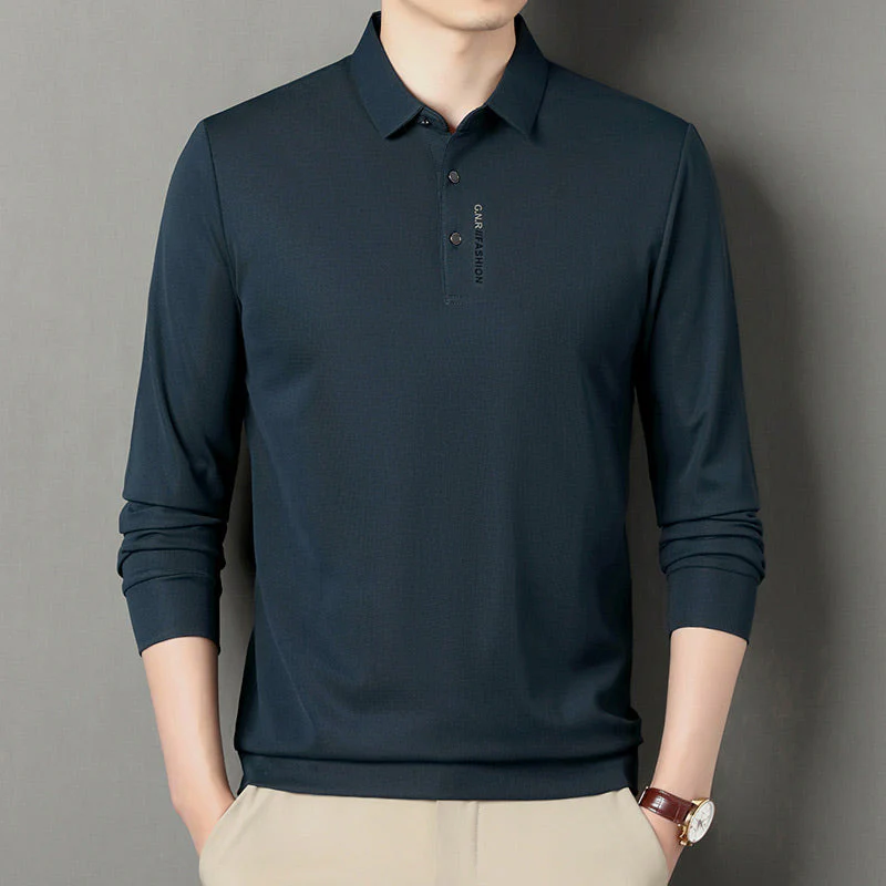š„Men's Solid Long Sleeve T-Shirt with Lapel