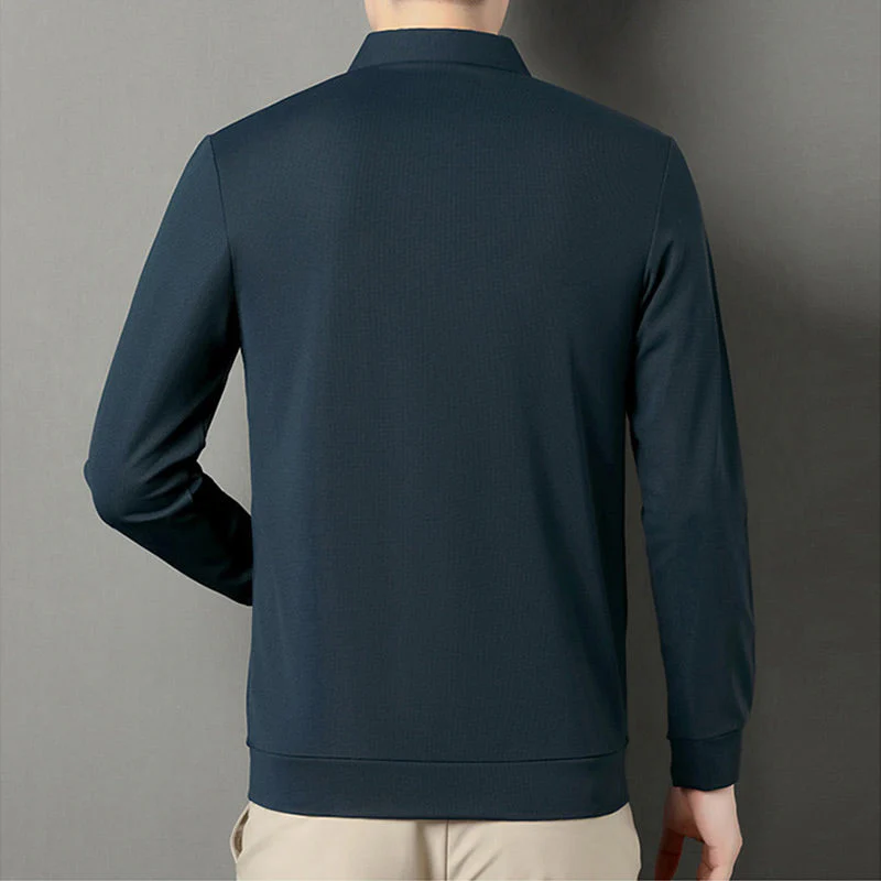 š„Men's Solid Long Sleeve T-Shirt with Lapel - Image 5
