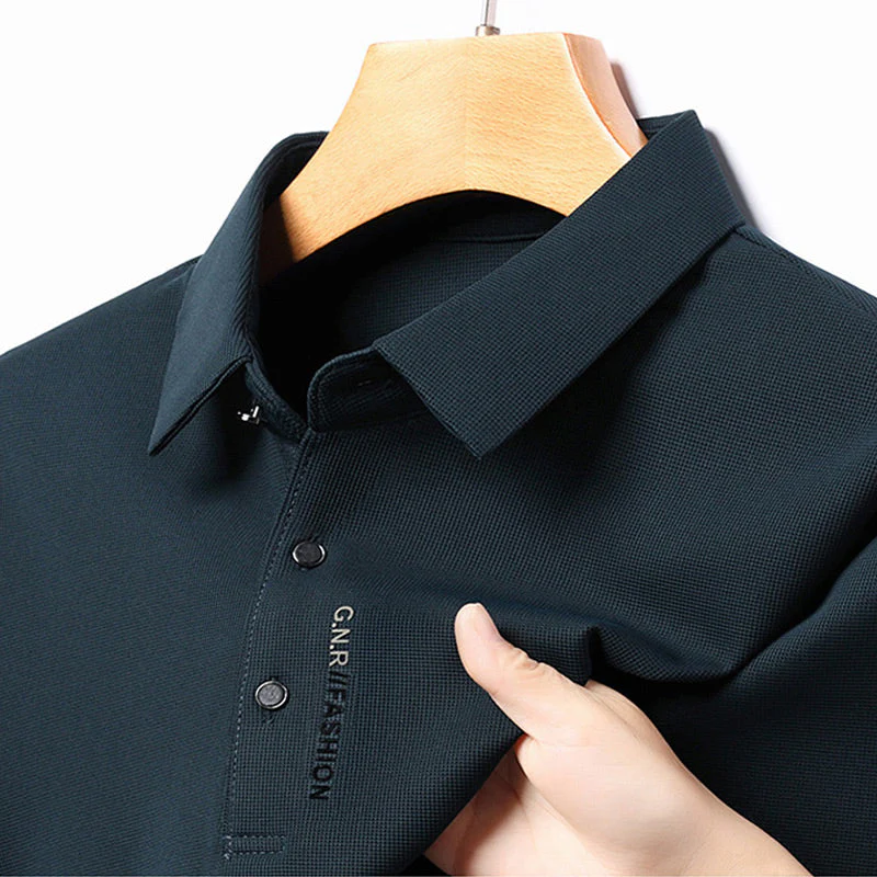 š„Men's Solid Long Sleeve T-Shirt with Lapel - Image 6
