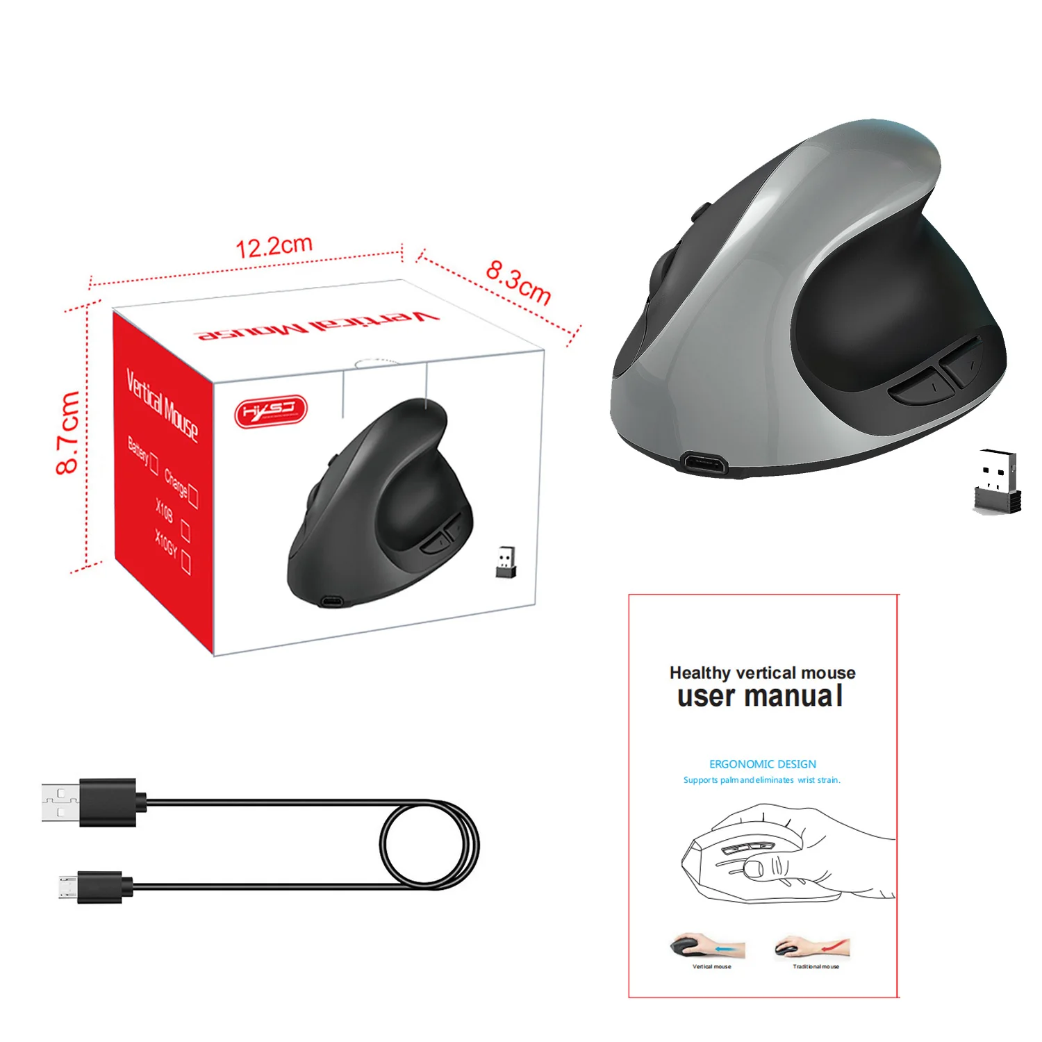 Ergonomic Vertical Mouse with 3 DPI Modes, 6 Buttons - Image 11