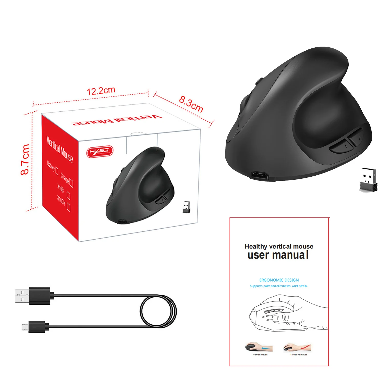 Ergonomic Vertical Mouse with 3 DPI Modes, 6 Buttons - Image 9
