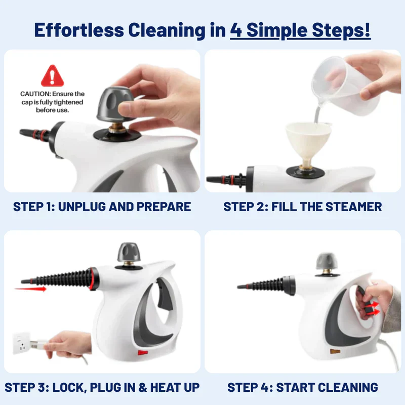 ⏳LAST DAY SALE 50% OFF!!🔥Pressurized Handheld Multi-Surface Natural Steam Cleaner with 12 pcs Accessories - Image 5