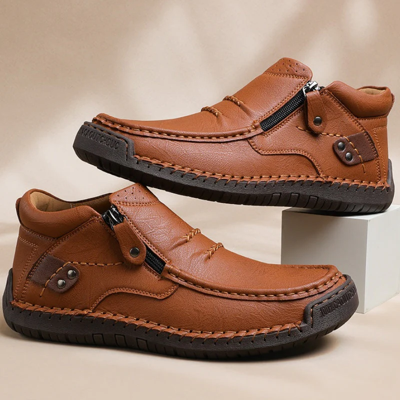 ⏰Limited Time Sale 50% OFF-Men’s Handmade Premium Leather Slip-On Driving Boots – Wide Toe, Arch Support, Waterproof, Pressure Relief, Non-Slip Sole for Casual, Travel & Outdoor - Image 10