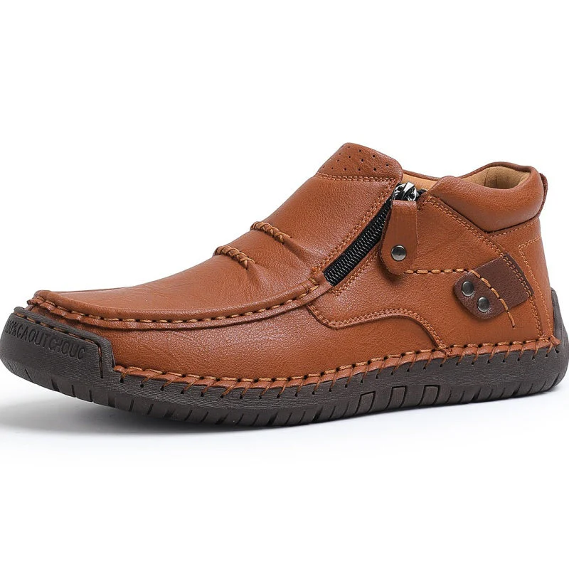 ⏰Limited Time Sale 50% OFF-Men’s Handmade Premium Leather Slip-On Driving Boots – Wide Toe, Arch Support, Waterproof, Pressure Relief, Non-Slip Sole for Casual, Travel & Outdoor - Image 11