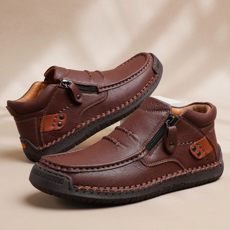⏰Limited Time Sale 50% OFF-Men’s Handmade Premium Leather Slip-On Driving Boots – Wide Toe, Arch Support, Waterproof, Pressure Relief, Non-Slip Sole for Casual, Travel & Outdoor - Image 5