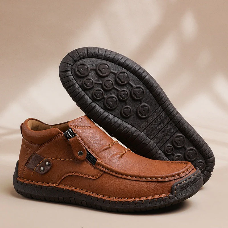 ⏰Limited Time Sale 50% OFF-Men’s Handmade Premium Leather Slip-On Driving Boots – Wide Toe, Arch Support, Waterproof, Pressure Relief, Non-Slip Sole for Casual, Travel & Outdoor - Image 6