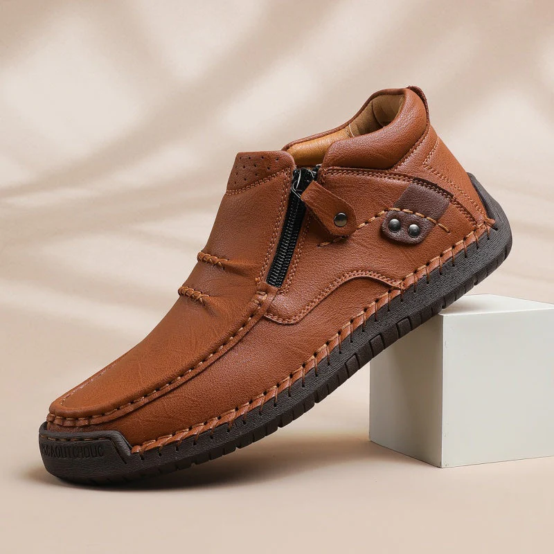 ⏰Limited Time Sale 50% OFF-Men’s Handmade Premium Leather Slip-On Driving Boots – Wide Toe, Arch Support, Waterproof, Pressure Relief, Non-Slip Sole for Casual, Travel & Outdoor - Image 7