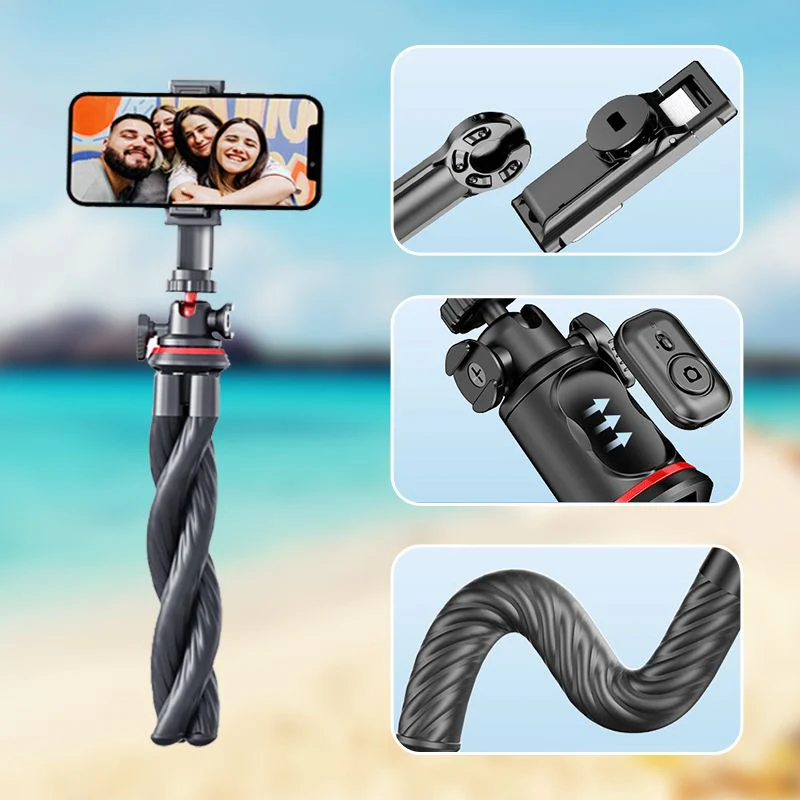 Flexible Octopus Telescopic Pole Tripod with Phone Clip - Image 7