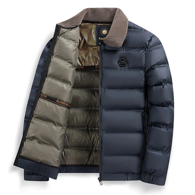 Men's Warm Waterproof Lapel Cotton Padded Jacket - Image 3