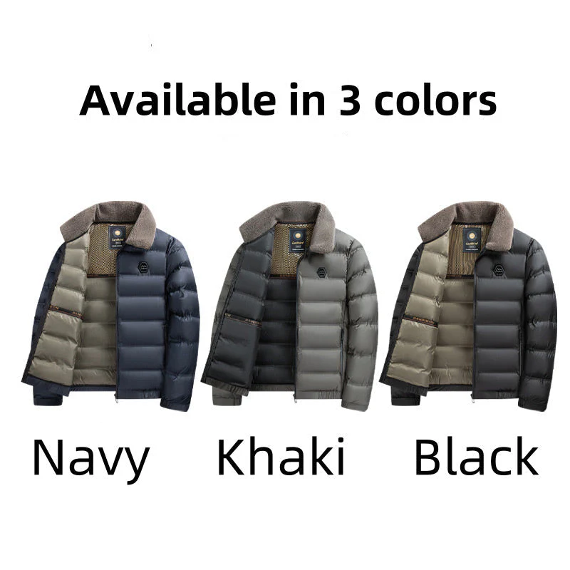 Men's Warm Waterproof Lapel Cotton Padded Jacket - Image 8