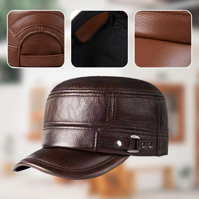 PU Leather Flat Top Warm Baseball Cap - Image 6