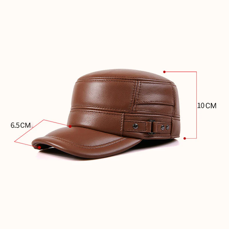 PU Leather Flat Top Warm Baseball Cap - Image 7