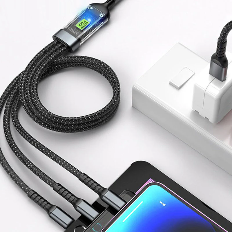Transparent Luminous 3-in-1 Super Fast Charging Cable - Image 5