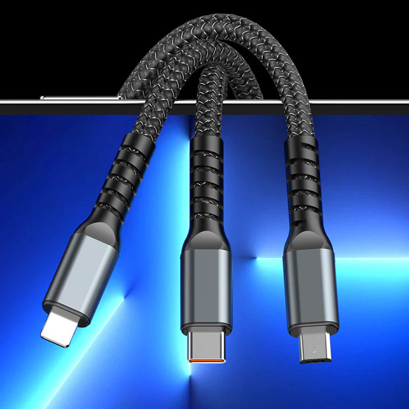 Transparent Luminous 3-in-1 Super Fast Charging Cable - Image 8
