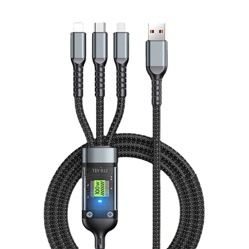 Transparent Luminous 3-in-1 Super Fast Charging Cable - Image 9