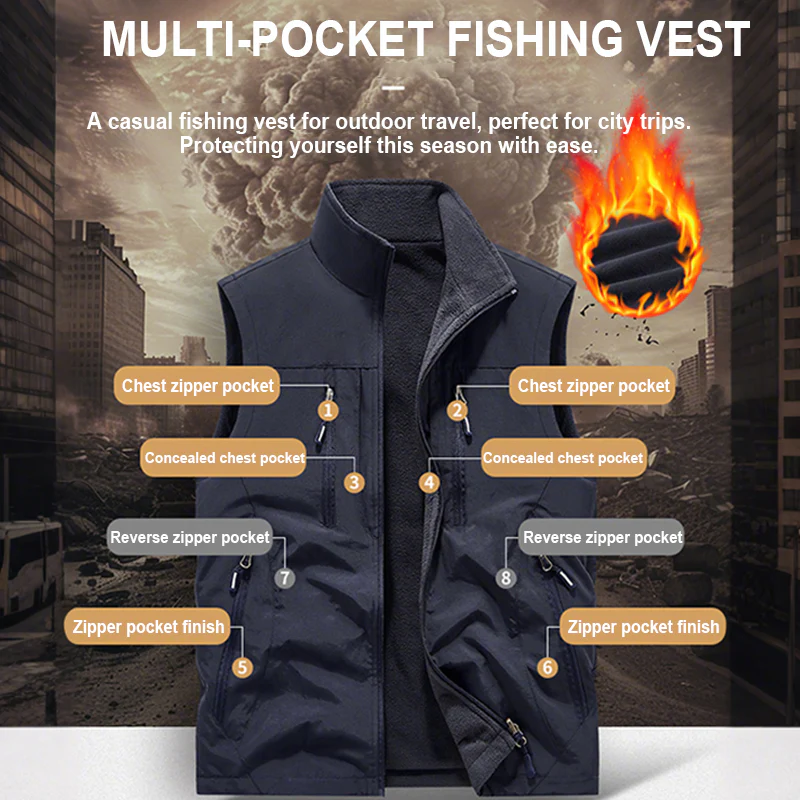 ⏰Limited Time Sale 50% OFF🔥🧥Men's Oversized Sleeveless Vest Jacket With Pockets - Image 13
