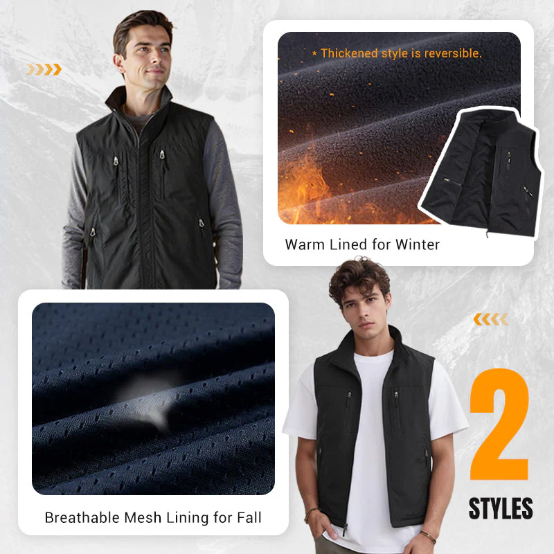 ⏰Limited Time Sale 50% OFF🔥🧥Men's Oversized Sleeveless Vest Jacket With Pockets - Image 16
