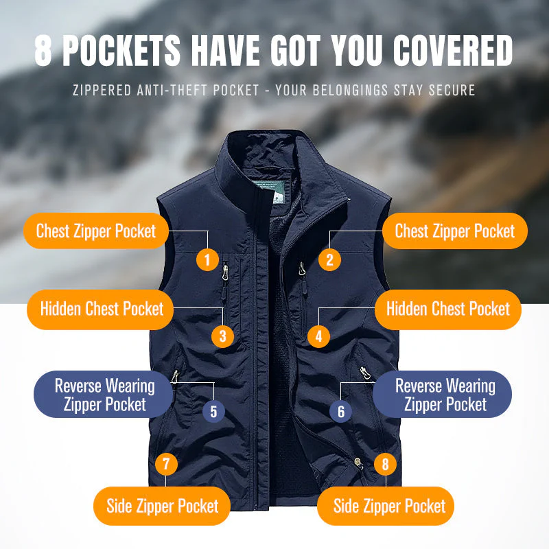 ⏰Limited Time Sale 50% OFF🔥🧥Men's Oversized Sleeveless Vest Jacket With Pockets - Image 6