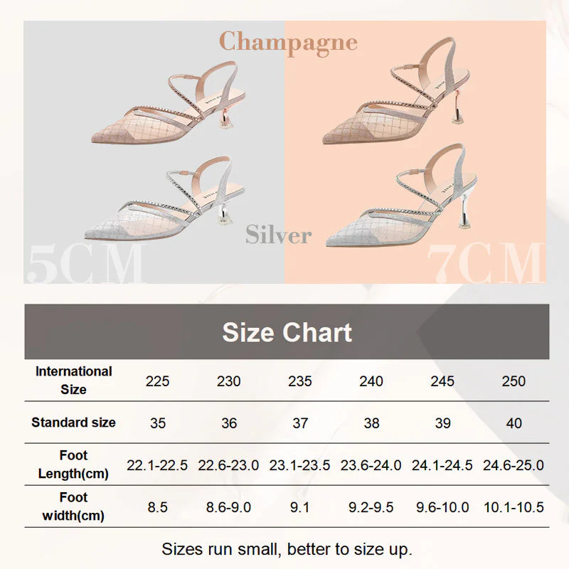 Pointed Toe Sexy Rhinestone Closed Toe High Heel Sandals - Image 9