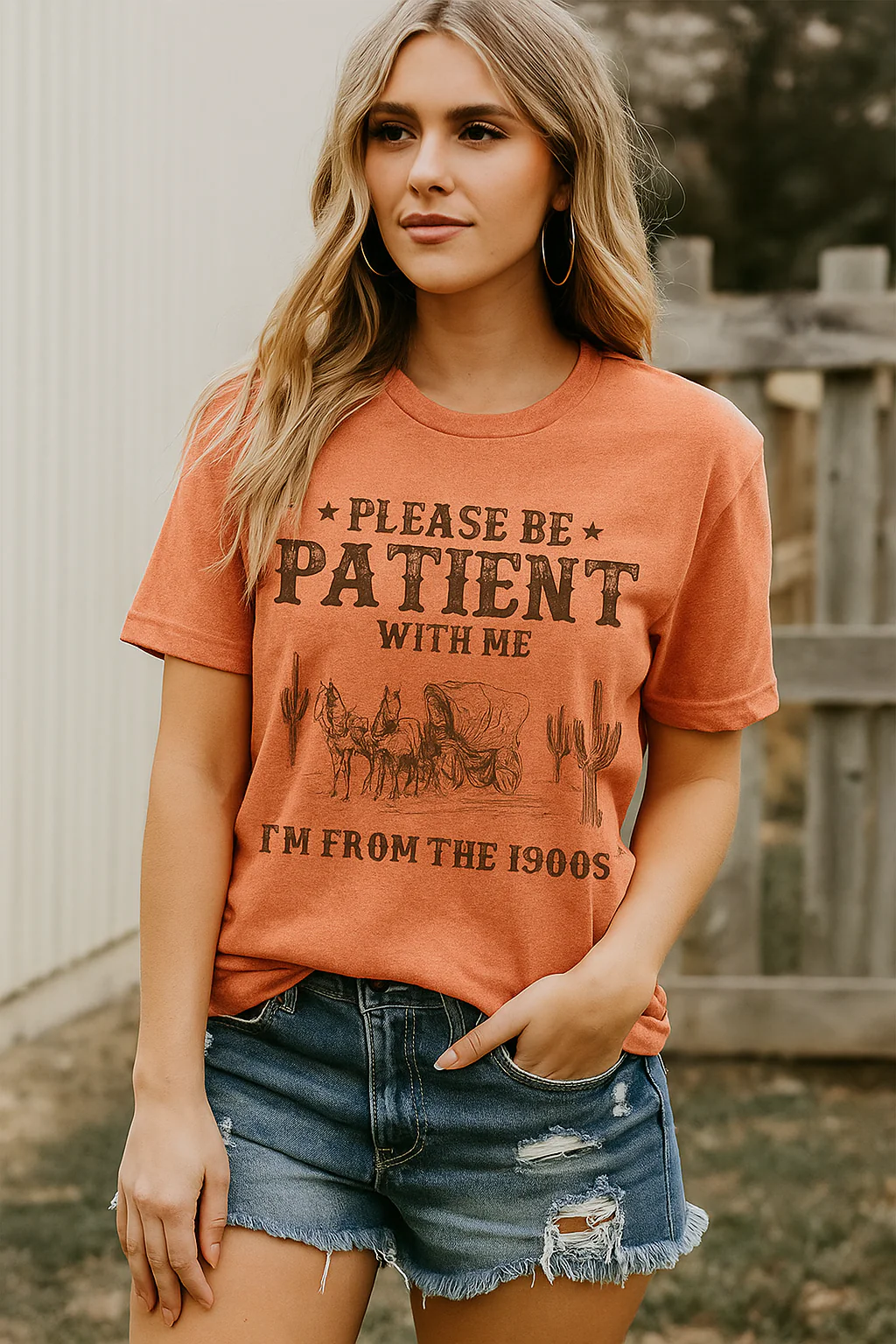 👕I'M From 1900S✨ Women's Vintage Letter Print Round Neck Tee - Image 2